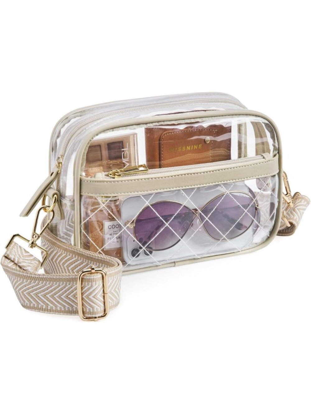 Quilted Clear Stadium Bag for Women | PVC Crossbody Purse | Concert & Event